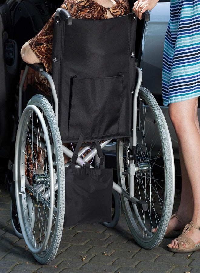 Threlaco 2 Pcs Urine Drainage Bag Holder Canvas Catheter Bag Covers for Wheelchairs Chair Bed Under Basket with Adjustable Straps for Foley Infusion Nephrostomy Bags, 15 x 11 x 9 in(Black) - Image 4